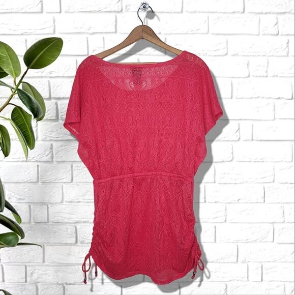 Catalina Short Sleeve Lace Synching Swimsuit Cover - Picture 3 of 6